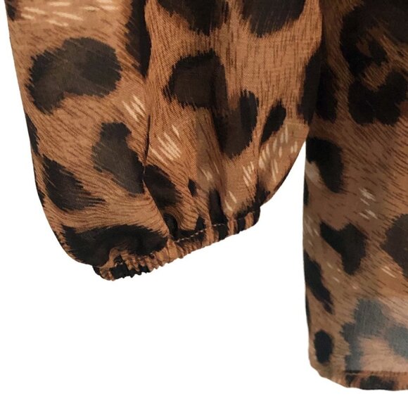 Charming Charlie Cheetah Print Long Sleeve Blouse - Picture 4 of 5